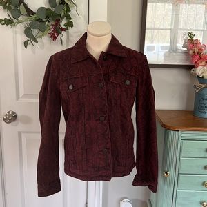 Blank NYC Snake Print Denim Jacket maroon